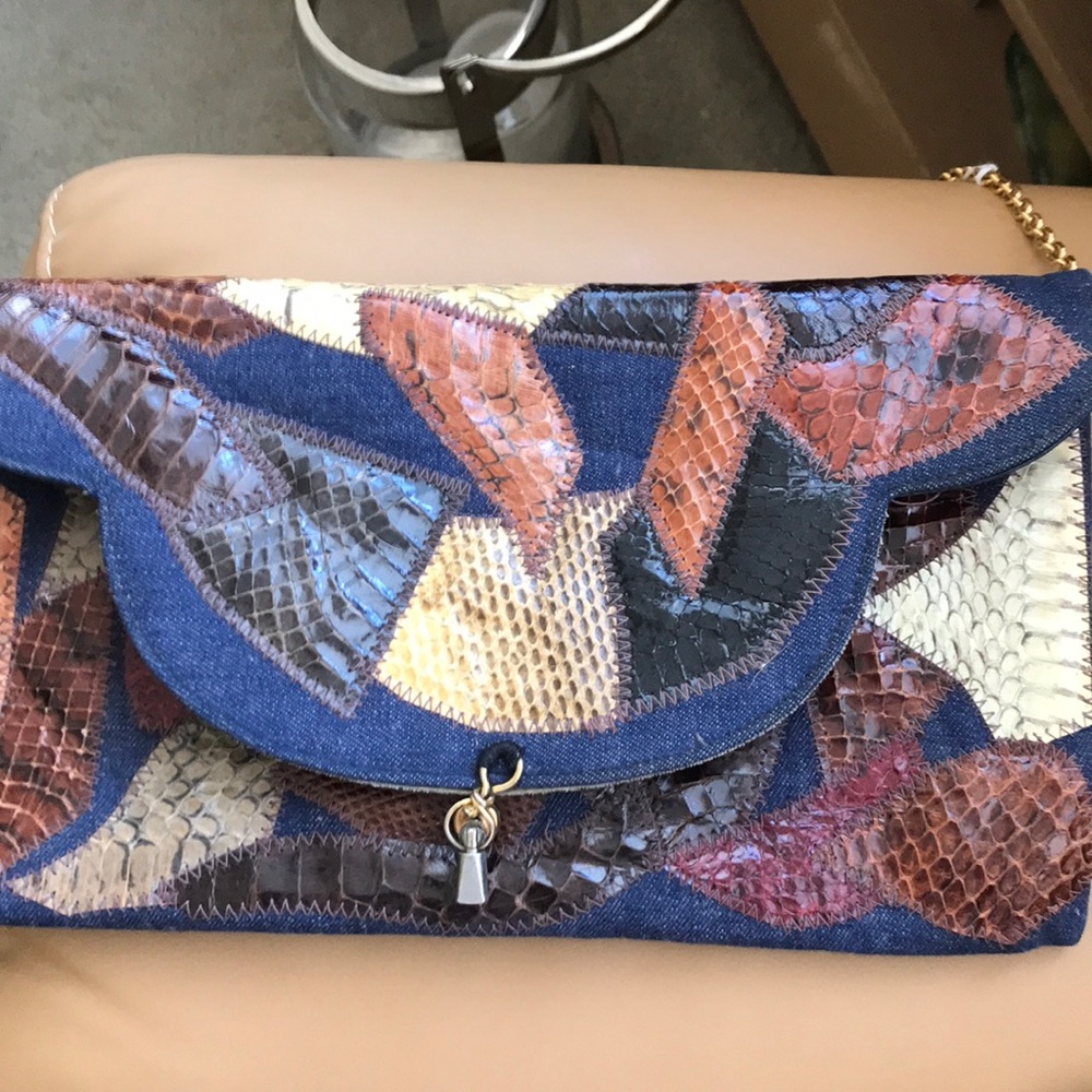 Denim patchwork clutch🌺